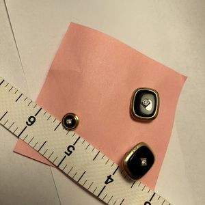 Anson black onyx diamond chip gold tone tie clasp and cuff links vintage